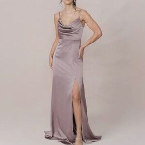 Revelry Skye Satin Dress
Color: Taupe - 704